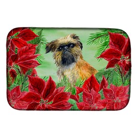Caroline's Treasures CK1335DDM Brussels Griffon Poinsettas Dish Drying Mat Absorbent Dish Drying Mat Pad for Kitchen Counter Dish Drainer Mat for Countertop, 14 x 21", Multicolor