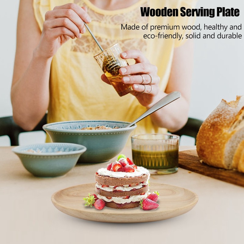 Elegant Round Wood Tea Tray Sushi Snacks Fruits Serving Plate