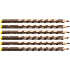 STABILO - Ergonomic colouring pencil for left-handed users - EASYcolors - 6 pack - dark brown