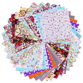 70Pcs Floral Print Cotton Fabric Squares Bundles, 9.8"x 9.8" Fabric Quilting for DIY Sewing Craft, Decorating Scrapbooking, Multi-Color Design 25 x 25 cm (Pink)
