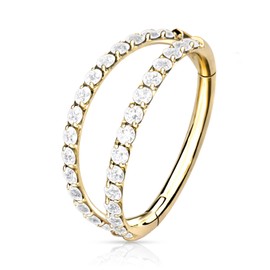 Piercing Ear Helix Conch Clicker Ring Zirconia Titanium Gold Silver Rose Gold 8 mm and 10 mm and 1.2 mm Bar Thickness, Titanium