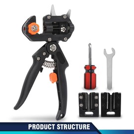 PIT66 2 in 1 Garden Tree Grafting Knife Pruning Pruner Shears Snip Scissors Cutting Tool Kit Black & Orange
