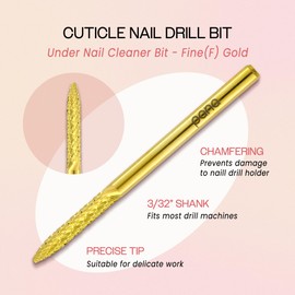 PANA 3/32" Carbide Cuticle Nail Drill Bit for Cuticle Cleaning, Dead Skin Removal, Gel Polish & Acrylic Removal, Under Nail Cleaner, Nail Salon, Manicure Tools (UNC- Gold, Fine)