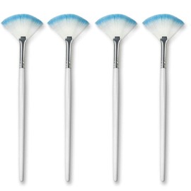 4 Pack Fan Brushes Fan Mask Brush Set, Facial Mask Brush Mask Applicator Brush for Peel Mask Makeup Tool (Blue)