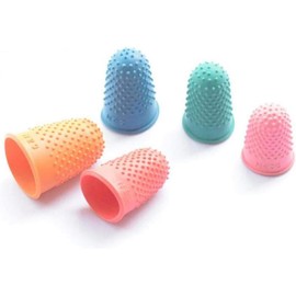 5 Pcs Fingertips Thimble Finger Cover Caps Finger Pads Gripping Aid for Money Counting Writing Sorting Deft and Attractive Thick Reusable Protector Assorted Sizes (Blue Orange Green Red Pink)