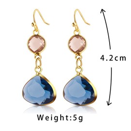 Sapphire Earrings, Simple Trendy Pink Blue Crystal Oval Geometric Dangle Earrings Elegant Sparkly Earrings，Ms Earrings