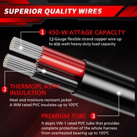 4WDKING LED Light Bar Wiring Harness Kit - 2 Lead 12AWG Heavy Duty 12V 5Pin Rocker On Off Waterproof Switch Power Relay Blade Fuse for Off Road Lights LED Work Light (L2)