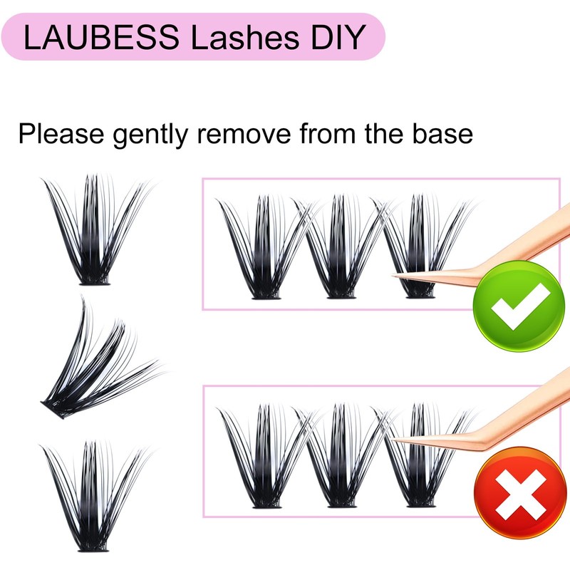 Individual Lashes 300 Pcs LAUBESS Lash Clusters Individual Eyelash Clusters