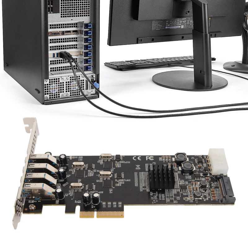 4 Port USB 3.0 PCIE Card 4 Dedicated 5Gbps Channels