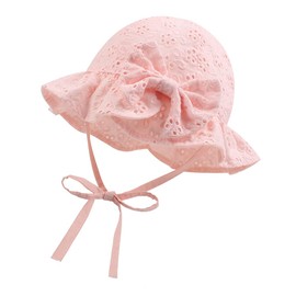 XIAOHAWANG Summer Hat Baby Girl UV Protection Sun Hat Baby Summer Hats Cotton with Bow and Ties, pink