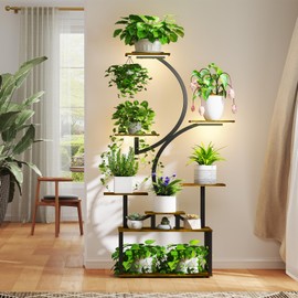 Plant Stand Indoor with Grow Light, 8 Tiered 62" indoor plant stand for Plants Multiple, S-Shaped Metal Plant Shelf Display Rack Holder, Indoor Outdoor Plant Stands for Corner, Living Room