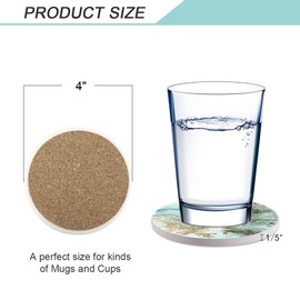 HAOCOO Round Drink Coasters With Holder (Set of 6), Absorbent Ceramic Coasters with Non-Slip And Scratch-Resistant Cork Base, Home Kitchen Office