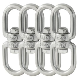 Bivethoi 6 PCS Double Eye Swivel, Stainless Steel Eye to Eye Swivel Ring Dismounting Ring Connector Hardware Double Ended Swivel Hooks Carabiner Swivel Tree Swing Shackle Suspension Hammock Ring (M5)