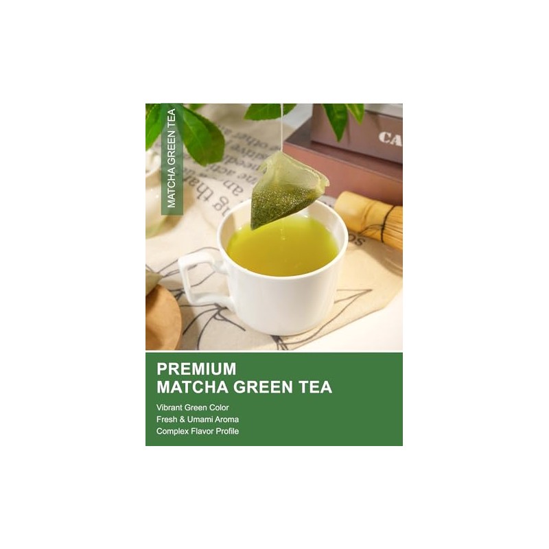 TeeLux Matcha Green Tea Bags with Sencha - 100 Count