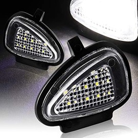 HYPERSPEED White LED Clear Lens Under Side Mirror Puddle Lights Lamp Assembly 2PCS Compatible with Volkswagen Golf GTi MK6 2010 2011 2012 2013 2014, Car Mods Accessories Replacement Parts Assembly