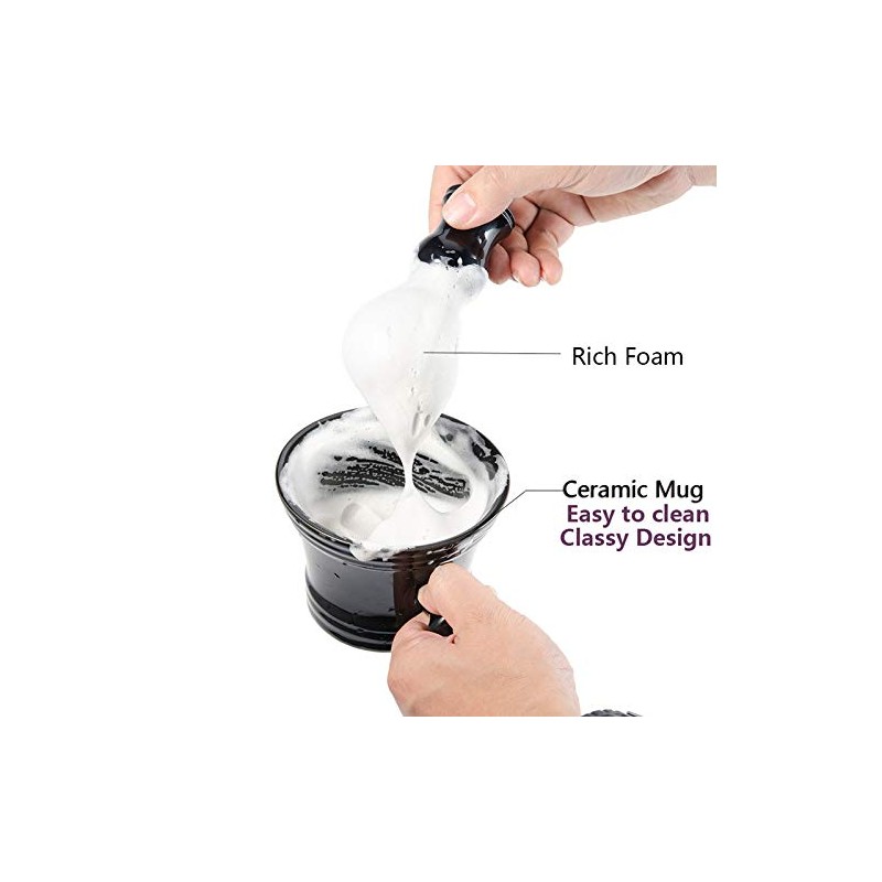 Ceramic Shaving Soap Bowl Kit For Men, Pure Badger Shaving