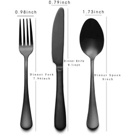 Portable Utensils Set with Case Travel Flatware Set with Case 3 Piece Stainless Steel Reusable Utensils Silverware Set Camping Utensils Office Camping for Lunch Box (Black)