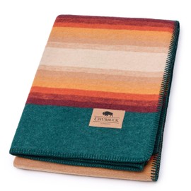 Chubbuck 100% Wool Blanket Camping (60" x 84") - Large Warm Blanket for Camping, Emergency, Outdoor Concerts and Home Use - Fire Retardant, Soft and Warm Blankets for Winter (Turf)