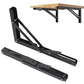 Folding Shelf Brackets 8 inch,Folding Brackets Heavy Duty Max.Load 410lb,DIY Space Saving Wall Mounted Folding Table,Pack of 2
