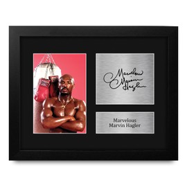 HWC Trading Marvelous Marvin Hagler Boxing Framed Gifts Printed Signed Autograph Picture for Boxer Memorabilia Fans - US Letter Size