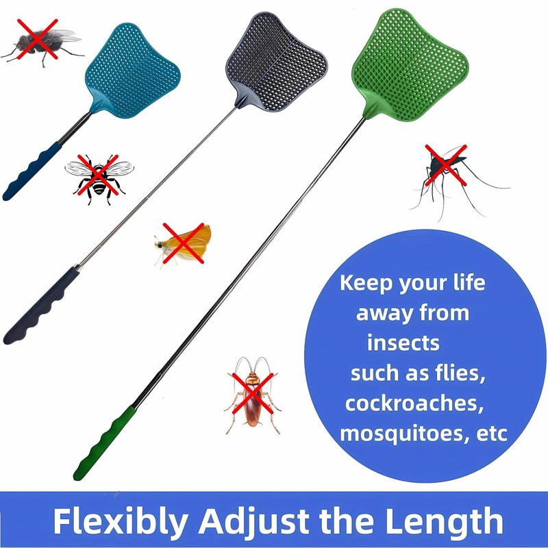 Telescopic Fly Swatter, Jakeloo 3 Pack Fly Swatter for Indoors