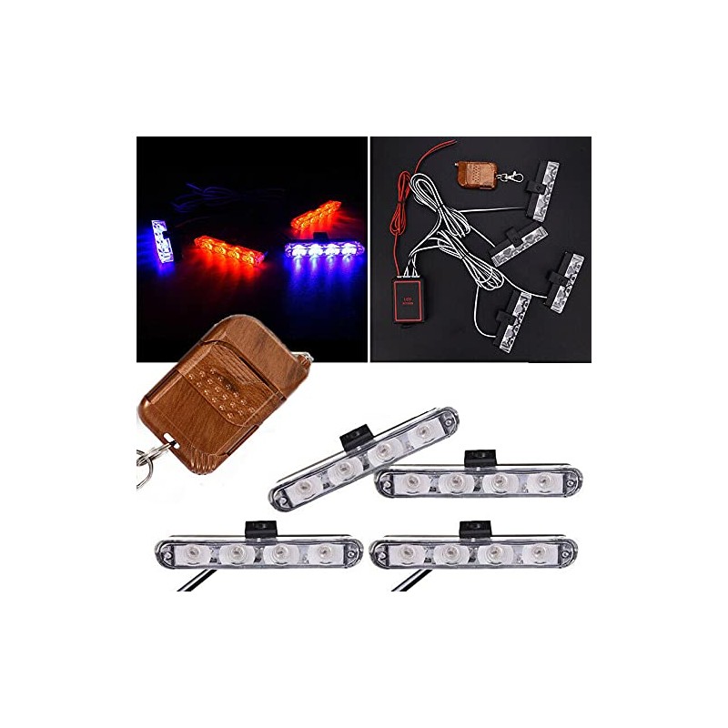Riloer 16 LED Car Strobe Flash Light, 12V Dash Police