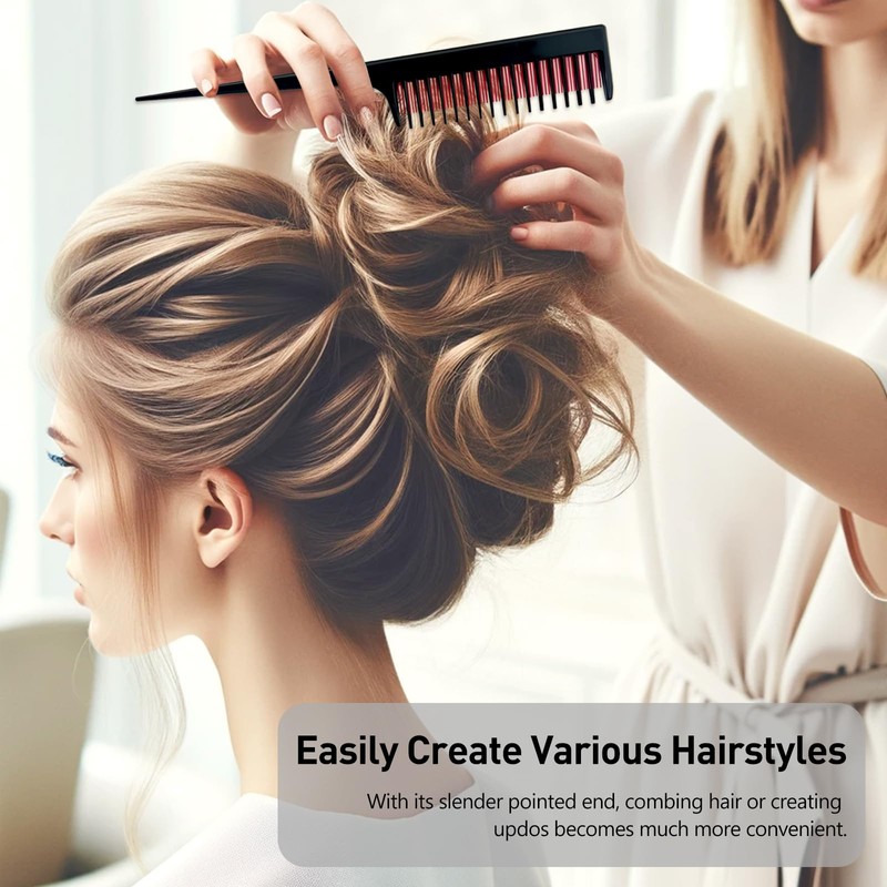 5-Piece Triple Teasing Comb Set - Rat Tail Combs for