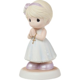 Precious Moments Blessings On Your First Communion Blonde Hair Girl Figurine, Bisque Porcelain Communion Gift for Girls, Religious Keepsake for Catholic and Christian Faith