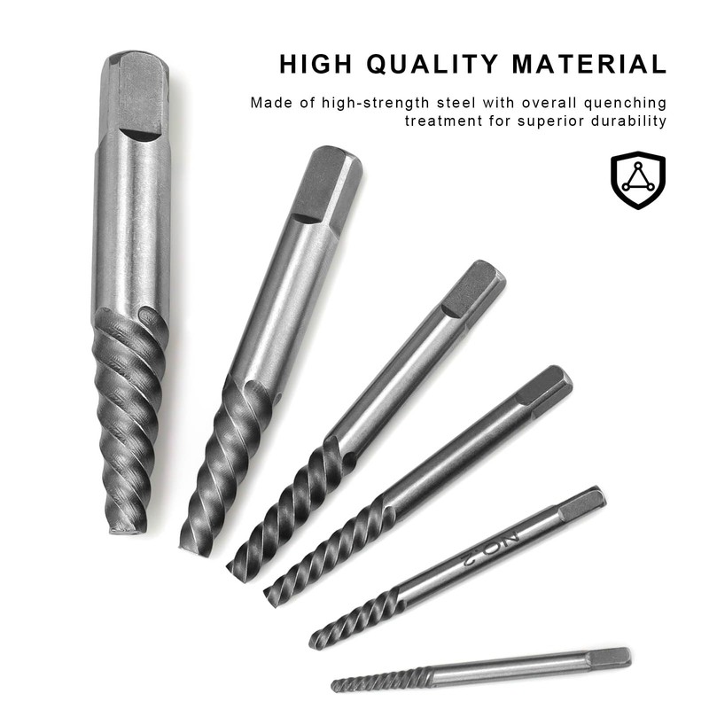 6 Pieces Damaged Screw Extractor Set Professional, CHSEROK Screw Extractor