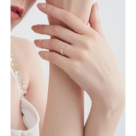 WFYOU Heart Initial Ring for Women Silver Rose Gold Plated Heart Capital Letter Initial Ring Stackable Rings for Women Adjustable Alphabet Letter Rings Jewelry Gifts