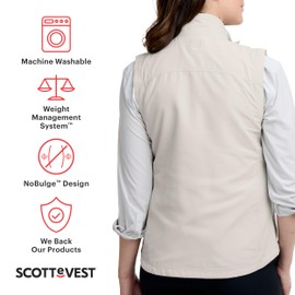 SCOTTeVEST LightEST Vest for Women - 16 Hidden Pockets - Lightweight Water Repellent for Travel & More (Purple Haze, X-Large)