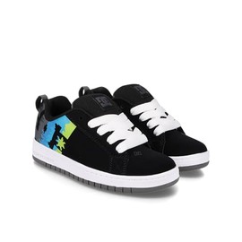DC Boy's Court Graffik Skate Shoe, Black/Leopard, 1.5 Little Kid
