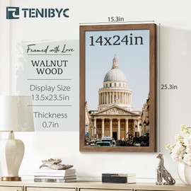 TENIBYC 14x24 Picture Frame 3 Pack - Brown Walnut, Natural Solid Wood Poster Frame, Wall Gallery Frame