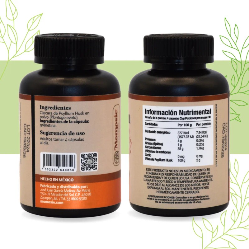 Kit De 3 Psyllium Husk De 120 Cápsulas Momosie |