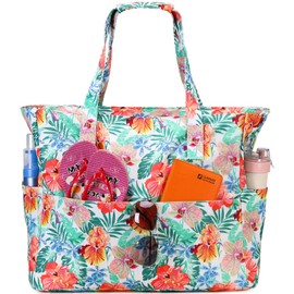 Waterproof Beach Tote Pool Bags for Women Ladies Extra Large Gym Tote Carry On Bag With Wet Compartment for Weekender Travel, Orange, Large