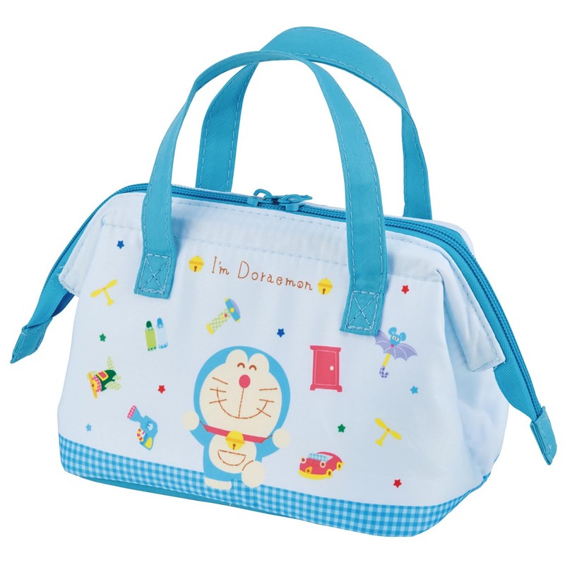 Skater KGA0 Doraemon Gingham Insulated Lunch Bag for Kids Lunch