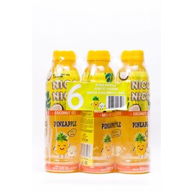 Niconico juice drink with nata de coco 30% fruit juice (16.9 floz, 6 Pack) (6, Pineapple)