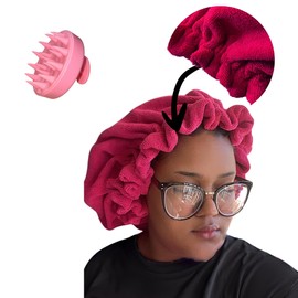 Acca Spa Easy Adjustable Handmade Hair Accessory Microfiber Hair Towel Bonnet Anti-Frizz Hair Drying Towel After Washing Wet Hair Hair Types (Diva Rose, Large)