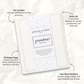 DUNCAN & STONE PAPER CO. 85 Page Grandma Life Story Journal - Linen Bound Grandma's Life Story Book - Grandma’s Keepsake Journal w/Prompts and More for Journaling (Ivory)