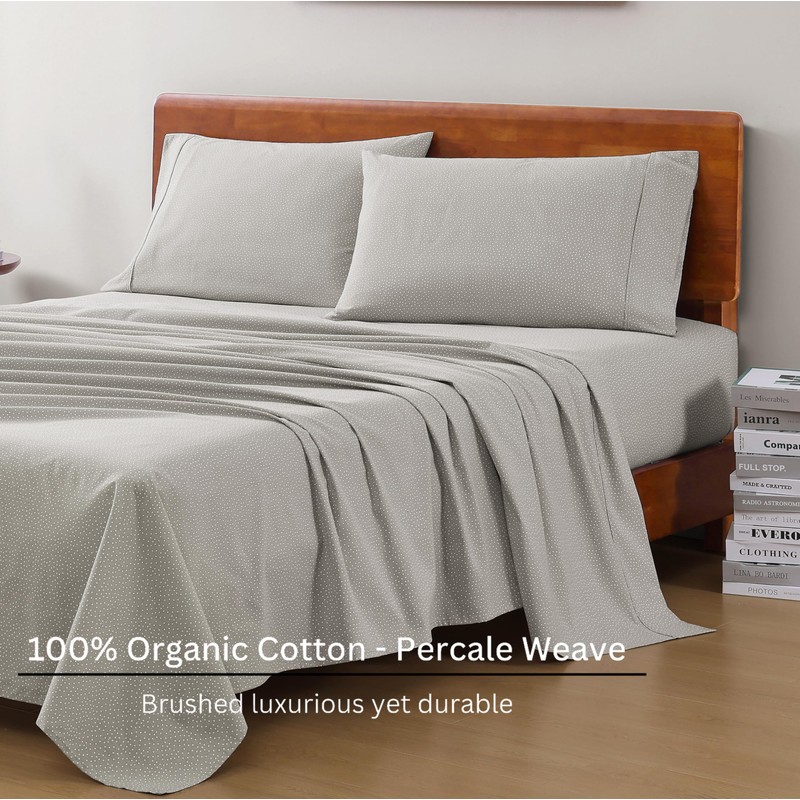 LANE LINEN 100% Organic Cotton Queen Sheets, Fade Resistant Printed