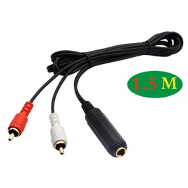 zdyCGTime 6.35mm to 2 RCA Y Splitter Cable, Gold-Plated 6.35mm (1/4 inch) TRS Female to 2 (Dual) RCA Male Stereo Audio Y Splitter Extension Adapter Cable (5Ft/1.5M)