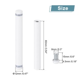 uxcell 8 Pcs Standoff Screws, 1/2" x 4" Stainless Steel Double Head Advertising Screws Wall Standoff Mounts Hardware for Acrylic Glass Sign Holder Wine Glass Rack, White