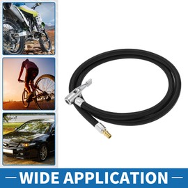 A ABSOPRO Reifenfüller-Verlängerungsschlauch Langlebig 115cm M8x0.8 15,5mm OD Luftkompressor-Verlängerungsschlauchadapter Reifenventil Nylon Schwarz 1 Stück