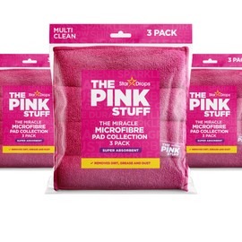 Stardrops The Pink Stuff Miracle Microfibre Pad Collection – Durable, Dual-Sided Scrubbing & Cleaning Pads for Tough Stains and Everyday Messes (9-Pack)