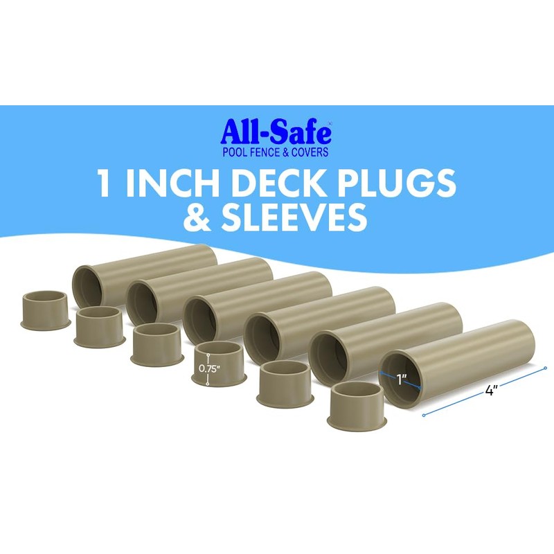 ALLSAFE Pool Fence Deck Sleeves & Hole Caps - Tan