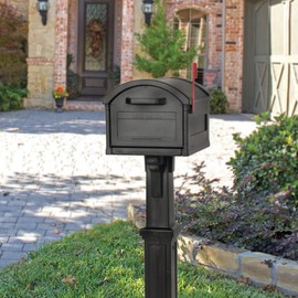 ARCHITECTURAL MAILBOXES Grand Haven Plastic, Mailbox and Post Kit, Black Extra Large
