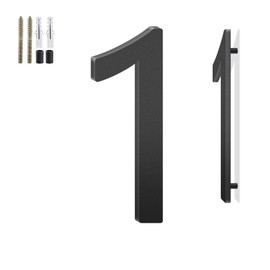 4 Inch Floating House Numbers and Metal Letters for Outdoor Signs, House Numbers for Outside, Aluminum Address Letters and Numbers for Door, Mailbox, Garden, Perfect for Home or Office (Number 1)