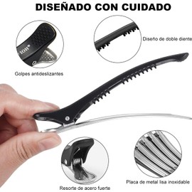12 Piezas Pinzas Pelo Peluqueria, Clips de Pico de Pato de Acero Inoxidable Antideslizantes Profesionales, para Peinar y Seccionar, Estilismo , Coloración del Cabello, para El Cabello Estéticas para Salón y Hogar
