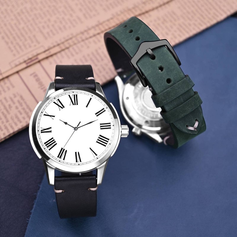 BISONSTRAP Watch Band, Military Italian Leather, Quick Release Replacement Band