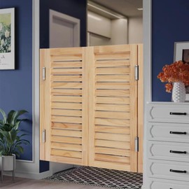 Undercat Swinging Door Cafe Door, Solid Wood Partition Door, Two-Way Saloon Doors, for Hallway Porch Kitchen Bar Pub Entrance Partition, 35.43 * 35.43 in, Wood Color